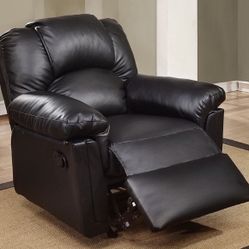 Brand New Black Leatherette Manual Recliner Chair