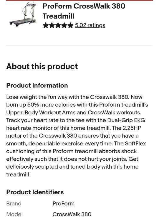Pro-Form Crosswalk 380 Treadmill