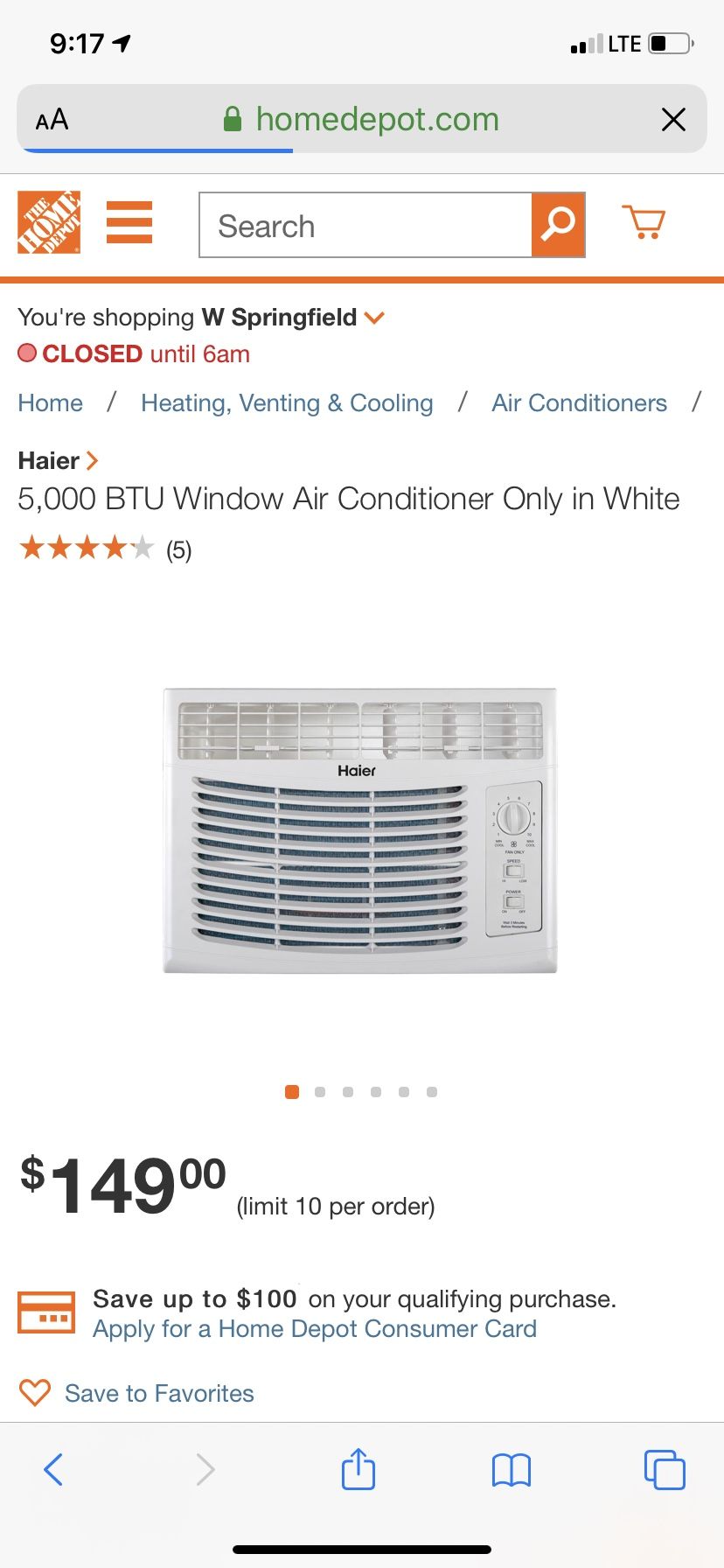 Hair 5000 btu window ac