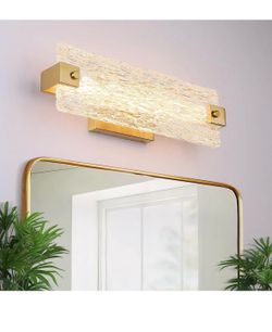 Brushed Gold Bathroom Vanity Light 16.5 Inch 10W Dimmable LED Modern Crystal Bar