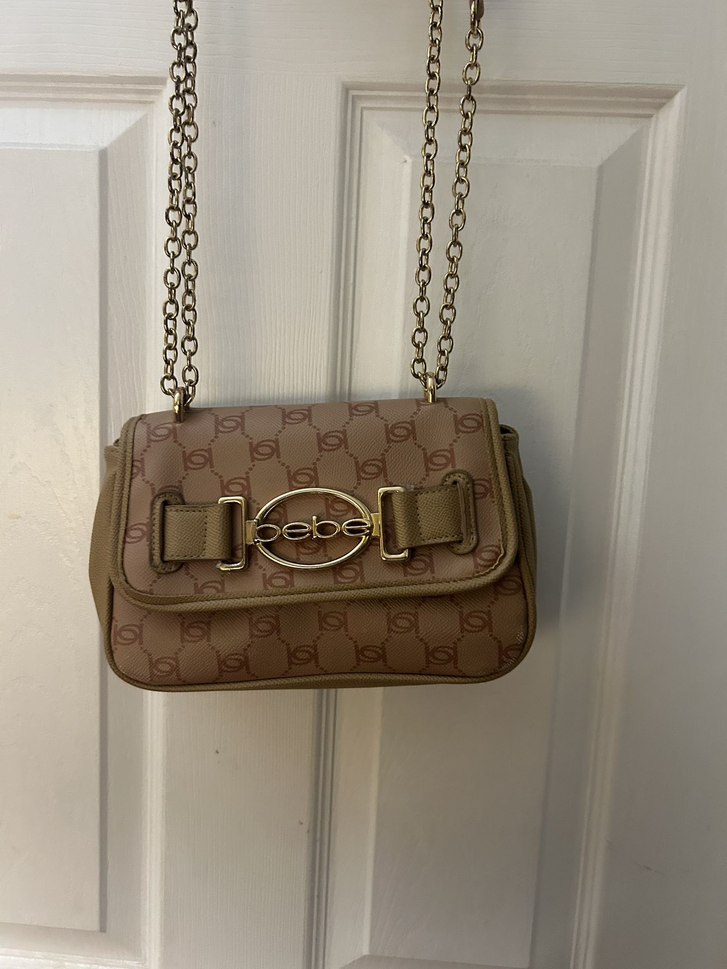 Brown and tan Bebe crossbody bag