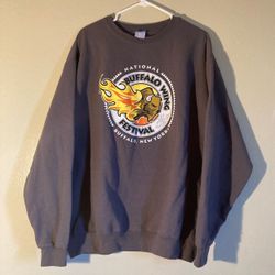 National Buffalo Wing Festival Pullover Fleece Embroidered Sweater Size XL Grey