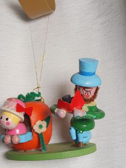 NURSERY RHYMES Theme Vintage Wooden Christmas Ornament Holiday Retro Painted  Thumbnail