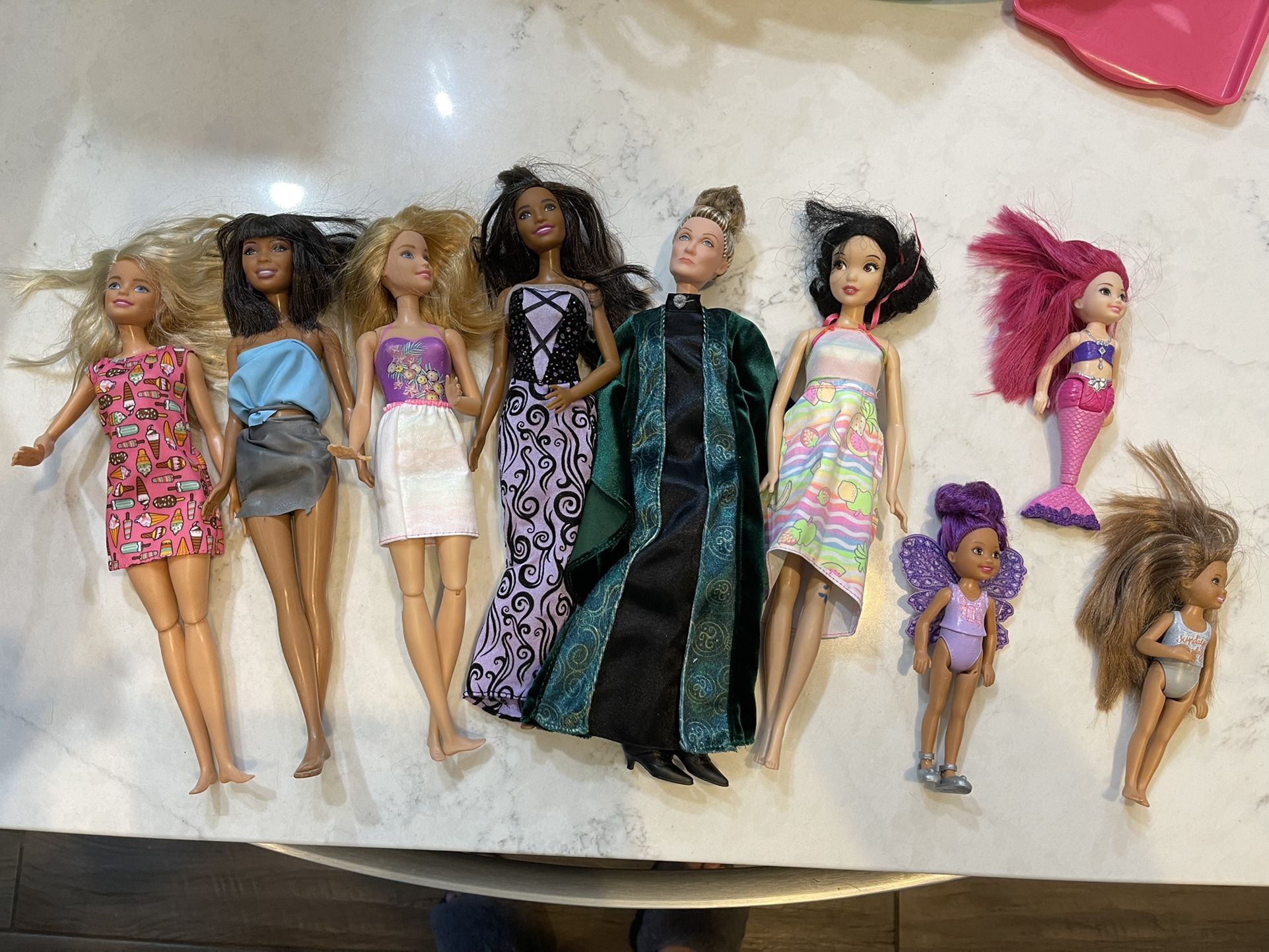 Barbie Doll Lot- 6 Barbies And 3 Small Barbie Type Dolls- All In Good Used Condition