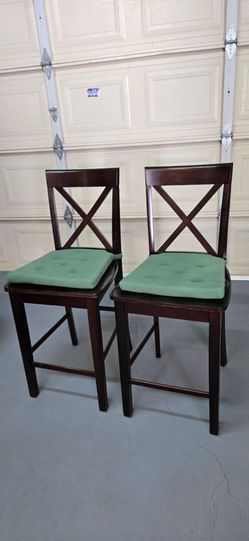 Diamondback 24" High Solid Wood Counter Stool Dark Brown Included Cushions. (Set of 2)