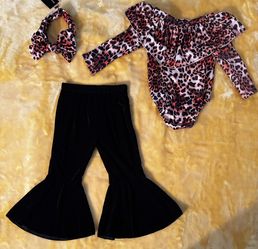 NEW 3 pc Animal Print Onesie & Bell Bottom Pants (Toddler Girl)