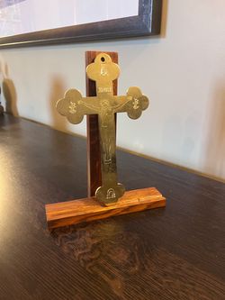 Vintage Mid Century Modern Brass Crucifix Religious