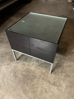 Glass Top Side Table w/ Storage