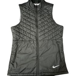 Nike Running Vest Mens Medium Aerolayer Full Zip Up Puffer Black Training Adult Size Medium 