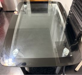 Glass Top Dining Table with Chrome Fittings