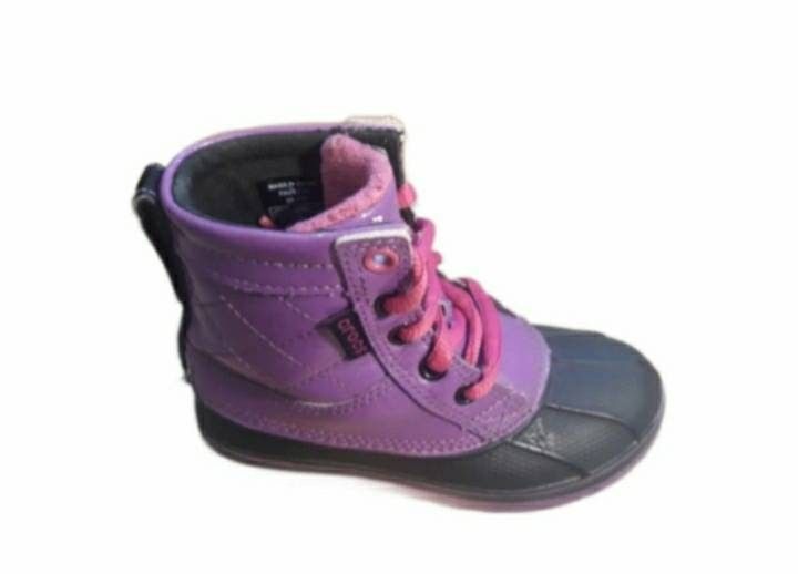 Crocs Girl Purple Snow Boots With Pink Faux Fur / Toddler Size C11 Winter Boots