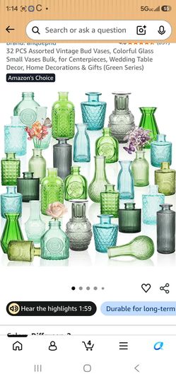 32 Colored Glass Bud Vases