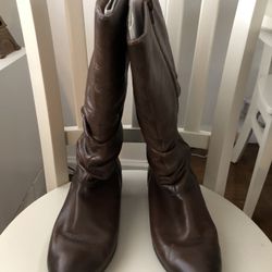 Aldo Althea Brown Leather Zip Pull On Mid-Calf Riding Boots Sz 9, Used but NICE