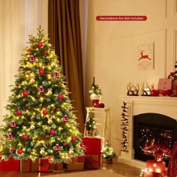 6 ft. Pre-Lit Snowy Christmas Hinged Tree 11 Flash Modes with 350 Multi-Color Lights