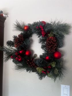 Artificial Christmas Wreath with Ornaments