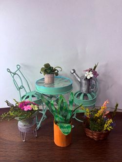 1/12 doll house scale patio furniture and plants