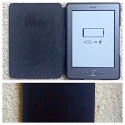 Amazon Kindle with leather case