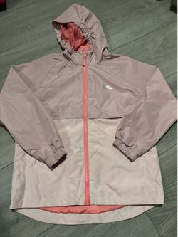 Kids Eddie Bauer pink & purple windbreaker shell jacket with hood and pockets Size kids M 10-12