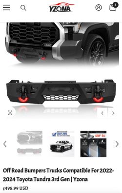 New Truck Rear Bumpers Compatible with 2022-2024 Toyota Tundra with LED Lights | Yzon