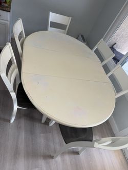 White Table 6 Chairs Oval 