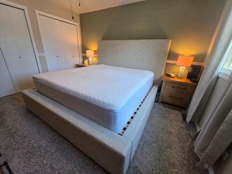 King Upholstered Bed Frame with Headboard