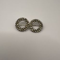 Vintage Rhinestone Eight/double circle Brooch