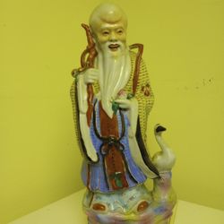 RARE Chinese God Of Longevity Porcelain Figurine 