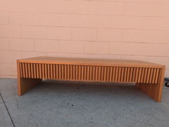 Modern Wood Slat Bench or Coffee Table