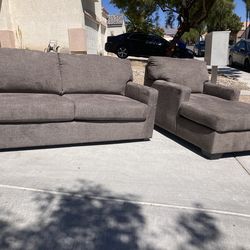 New Ashley Brown Loveseat and Chaise Lounge Chair