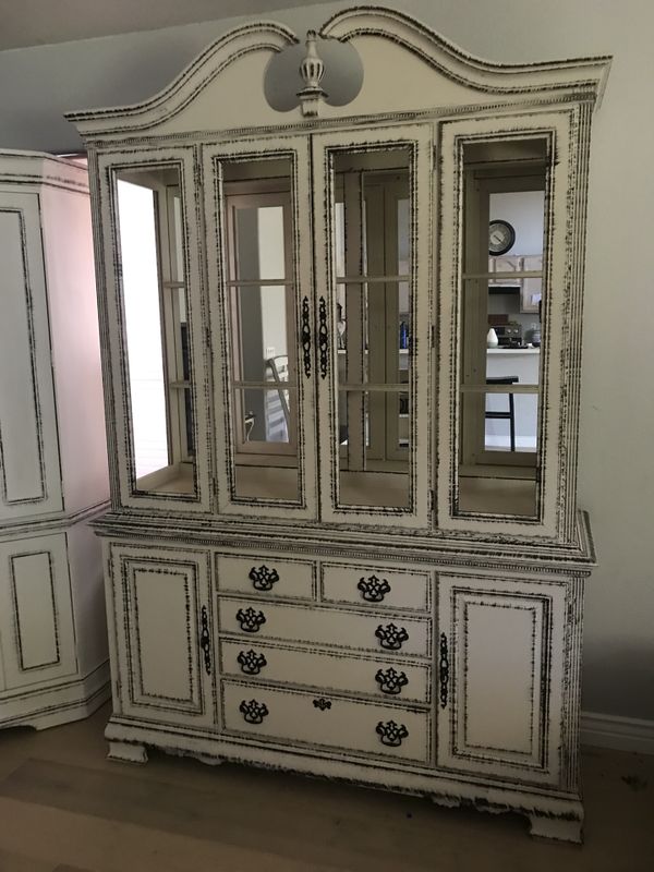 Farmhouse Kitchen Hutch China Credenza Buffet Cabinet Antique Look Farmhouse Kitchen Hutch China Credenza Buffet Cabinet Antique Look Shabby Chic Off White Distressed Black For In Peoria Az Offerup