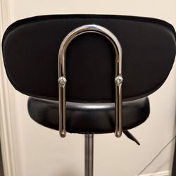 PU Leather Modern Rolling Stool with Low Back Height Adjustable Work Salon Drafting Swivel Task Chair with Footrest (Black)