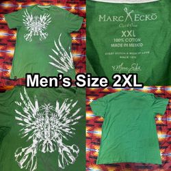 Vintage Y2K Marc Ecko Men’s Size 2XL Green T-Shirt Scissors Graphic