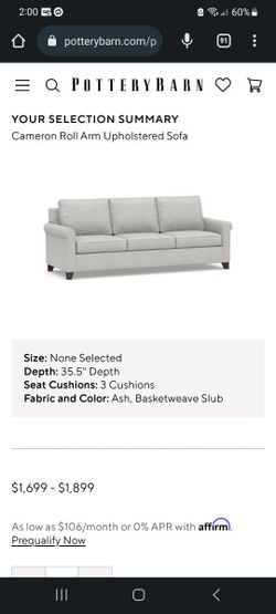 Pottery Barn Cameron Couch Sofa