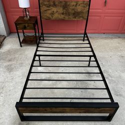 Twin Bed Frame, Side Table, Lamp, And Brand New Mattress FREE local Delivery