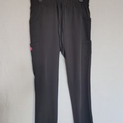 Betsey Johnson Buttercup Scrub Pants Womens Size Small Charcoal Tapered Leg