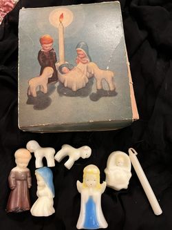 Rare Christmas Candle Nativity Set Gurley NIB