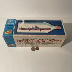 Vintage 1966 US Navy Battleship In A Bottle