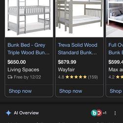 Full Size Triple Bunk Beds With Mattresses 