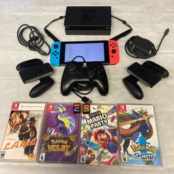 Nintendo Switch Console Bundle + Joy-Cons, Dock, Charger, Games – Fully Tested