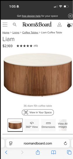 Room & Board Liam coffee table - $2,169 new