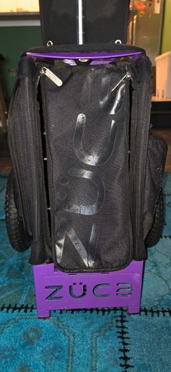 ZÜCA All-Terrain Disc Golf Cart (Purple Frame / Black Bag) + Accessories