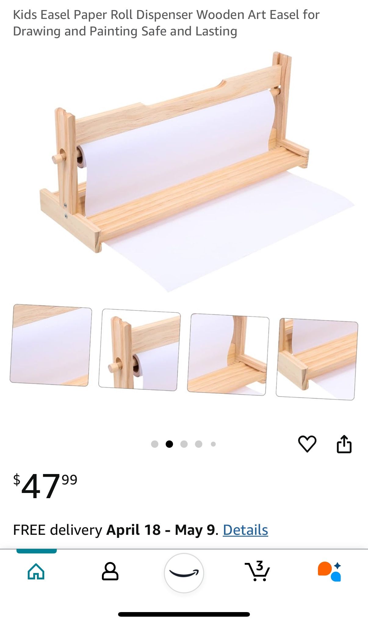 Easel Paper Roll Dispenser Wooden Art Easel for Drawing /crafting 7.09x 8.66x 7.09