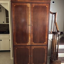 FREE Solid Wood Office Desk & Tall Armoire – Must Pick Up 