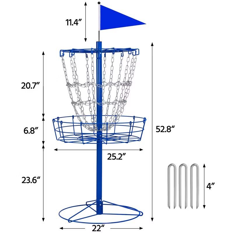 GSE Games & Sports Expert 12-Chain Disc Golf Targets Basket  12-Chain Disc Golf Basket Portable Metal Flying Disc Golf Practice Basket