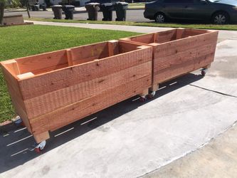 Custom privacy wall patio garden bed flower herb planter box wooden cedar redwood container vegetable urban