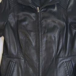 Vtg AVANTI Genuine Leather Jacket Black Size L Full Zip wpl 7888