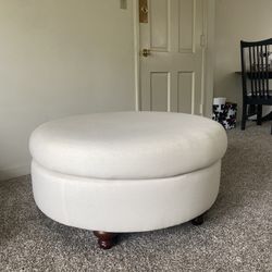 Cream Round Ottoman 