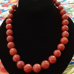 ORIENTAL DECOR A BIG DEEP SEA CORAL BEAD NECKLACES