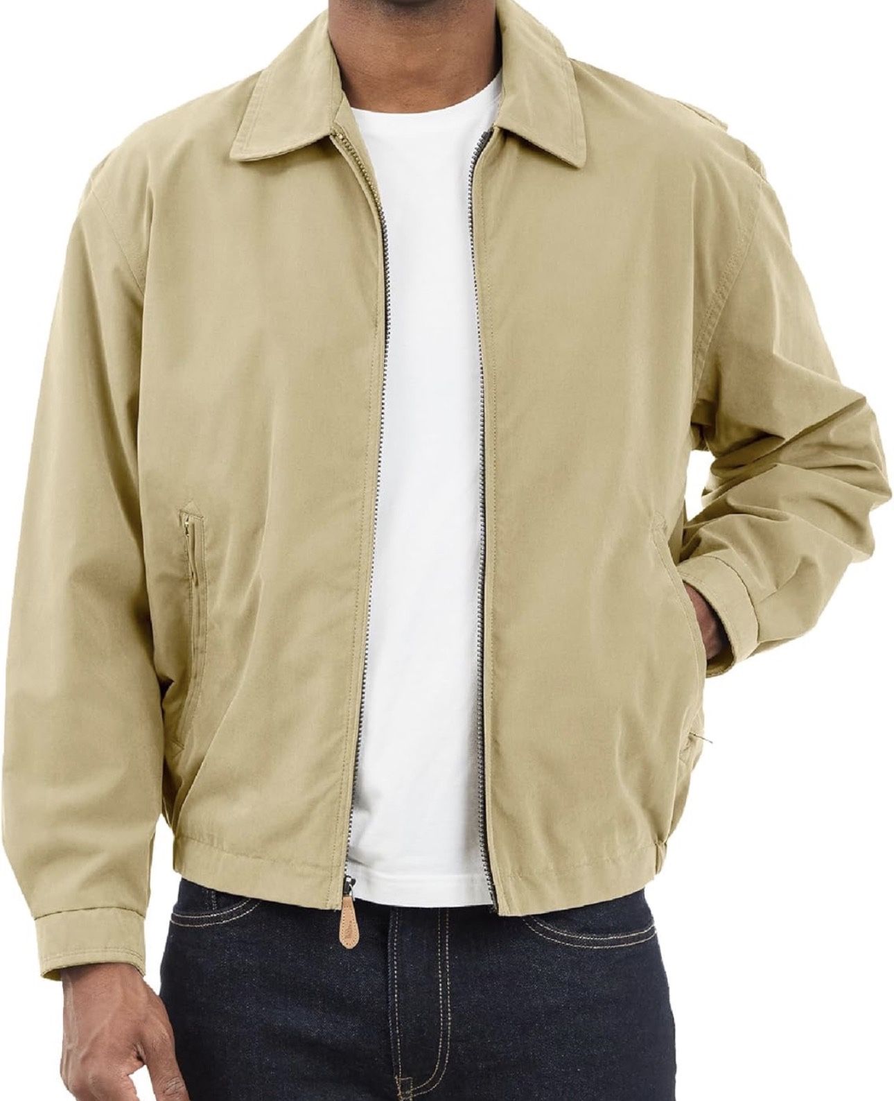 London Fog Men's Camel Zip-Front Golf Jacket Size Medium (fits Like A Large) NEW!