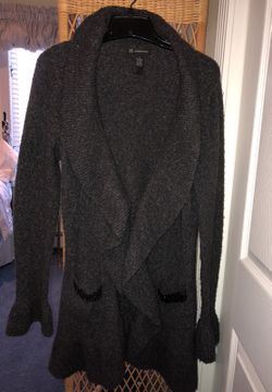 Size M. INC. Dark grey sweater jacket with jeweled pockets